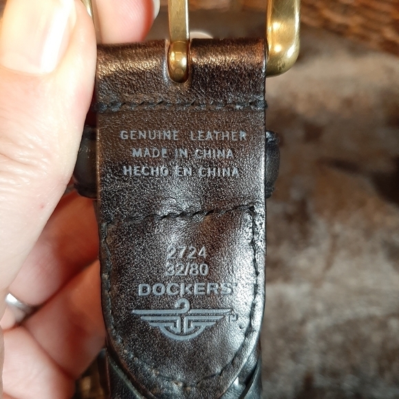 Dockers Belt Men's 32 Black Braided Leather Brass Buckle Adjustable Fish Tail - Picture 5 of 7